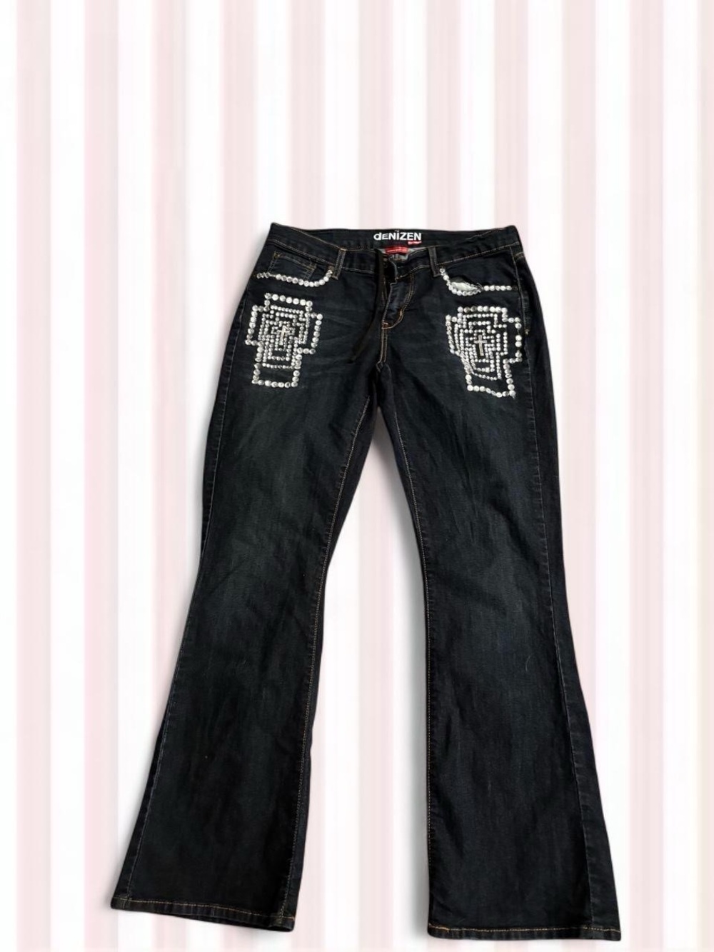Denizen from Levi's Black Wide Leg Jeans with Silver Stud Embellishment